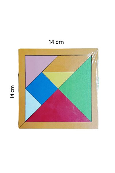 Elif İş Eğitimi EKONOMİK AHŞAP TANGRAM 7 PARÇA 14x14 cm küçük boy (asortili r...
