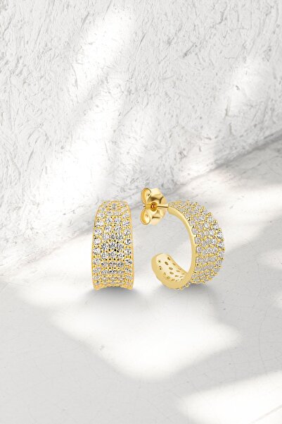 Silvano Jewelry 925 Ayar Gold Taşlı Halka Gümüş Küpe