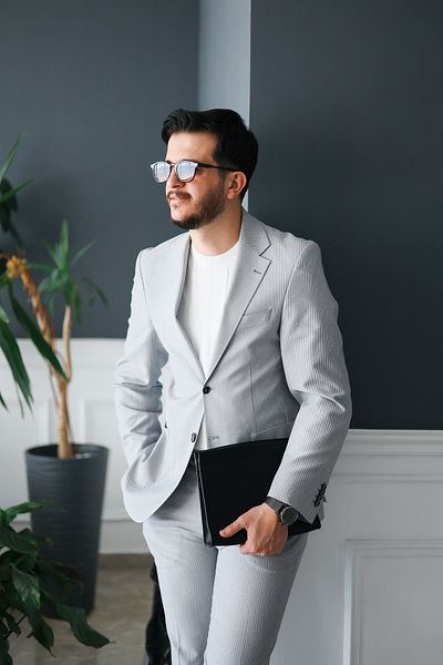 Avni Ceylan Seersucker Italian Style Suit Special Edition Gray
