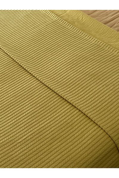 Zeren Home Hair Braid Model Double Cotton Pique Set Mustard 220 X 220 cm