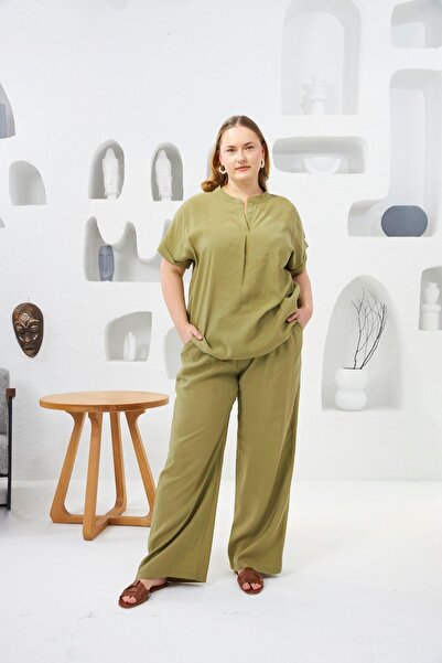 RMG Elastic Waist Leg - Wide Leg Plus Size Trousers