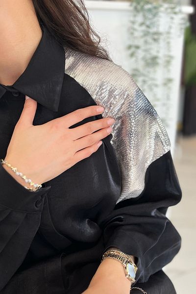 Nuss 1032 Black Sequin Detail Trouser Suit