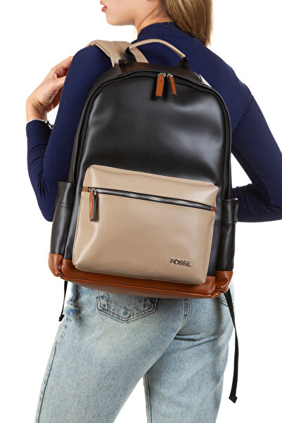Fossil 9511 Unisex Backpack - Θήκη Laptop, Κομψή σχεδίαση, BLACK-MINK