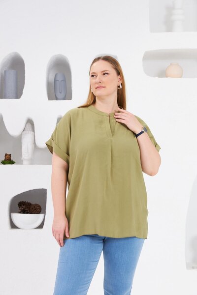 RMG Μπλούζα με γιακά δικαστή μεγάλου μεγέθους