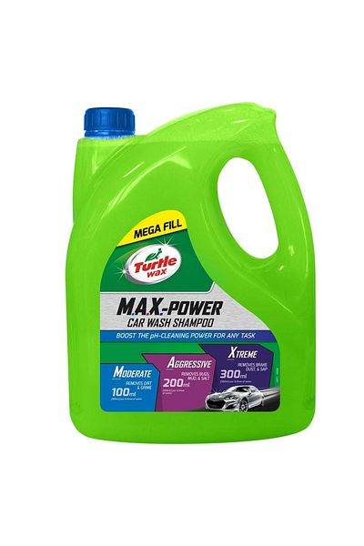 Turtle Wax MAX-Power Car Wash Shampoo Adjustable Cleaning Strength for All Vehicle Surfaces - 4L