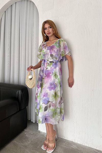 Neşeli Butik rochie de vară din șifon cu decolteu în V pentru femei NBK4117