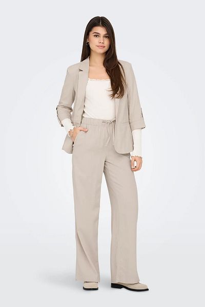ONLY Women's Onlcaro Comfortable Form Linen Trousers 15291807   Beige