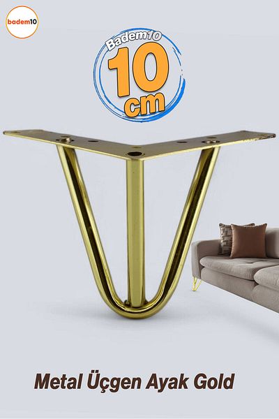 Badem10 Triunghi Metal Aur Aur Picior 10cm Mobilier de lux Canapea Canapea Masă de cafea Unitate Fotoliu Picior Baza Picioare