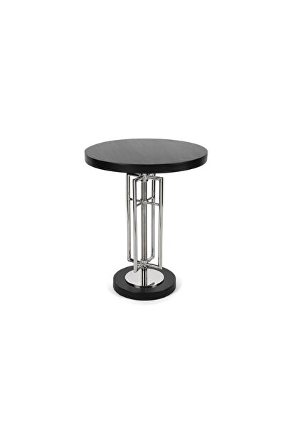 Mikasa Moor Siyah Ahşap Gümüş Köşe Sehpa 36x45cm