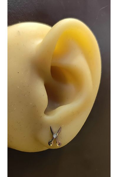 FG KONNİCHİWA 100% Steel Double Earrings Stainless Steel Blackened Patterned Icon Earrings (2 Pieces)