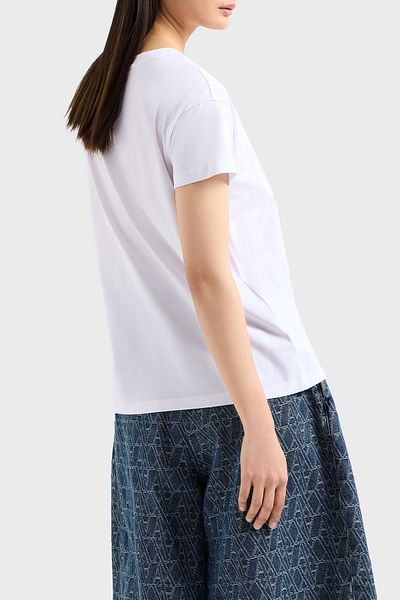 Armani Exchange Women's 100% Cotton Stylish Short Sleeve White T-Shirt Xw 000830   Af10356-U0002