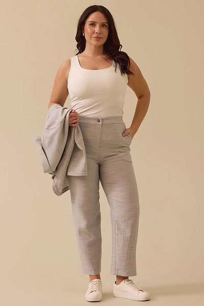 Gala-Xi Galaxi Women's Large Size Ankle Length Pants with Pockets 4010 Gray