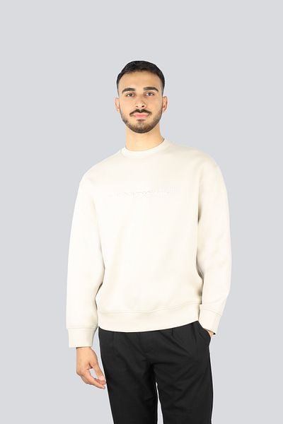 Emporio Armani Men's Woven Fabric Regular Fit Round Neck Long Sleeve Silver Sweatshirt Em 001126   Af10013-U1098