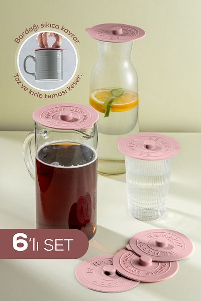 Vienev 6 Pieces Silicone Heat Protector Cup Cover Pink