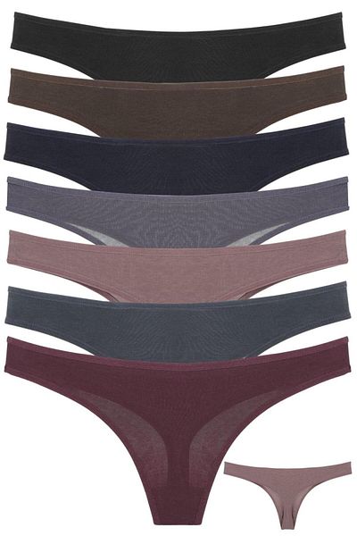Nicoletta Women's Panty Thong 7-Pack Lycra ANTHRACITE