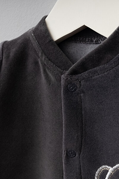 Bebitof Cute Brother Bears Patterned Cotton Baby Velvet Jumpsuit