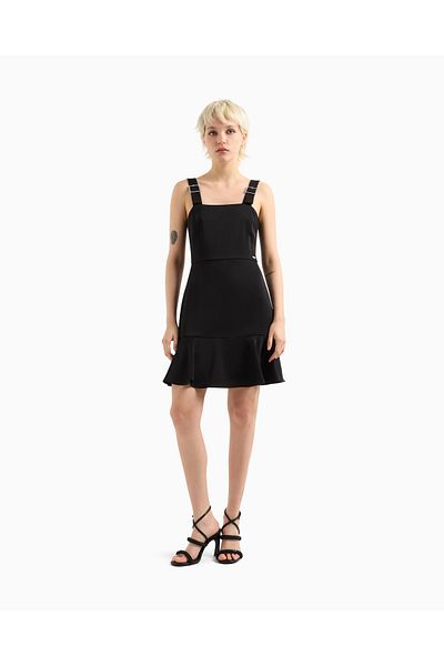 Armani Exchange Women's Top Tight Bottom Wide over Metaldetail Black Dress Xw 000141   Af10840-Uc001