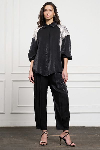Nuss 1032 Black Sequin Detail Trouser Suit