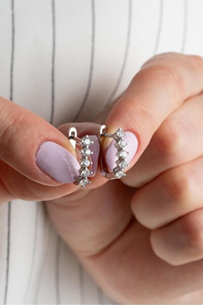 Silvano Jewelry 925 Ayar 5 Taşlı Tasarım Gümüş Küpe