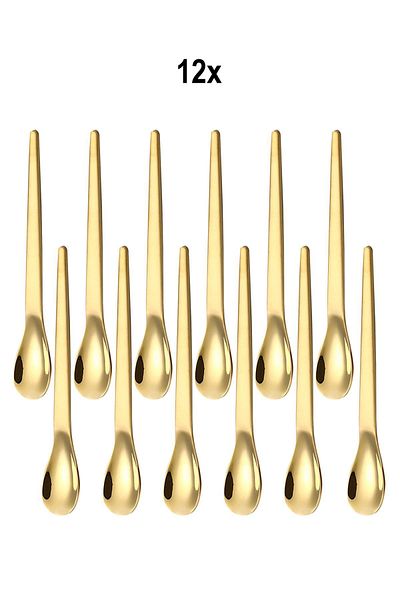 Chavin 12 Pieces Steel 12.5 cm Gold Color Teaspoon Mt162Sr-12