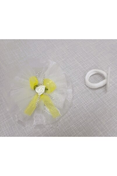 Lissa Aksesuar Κούμπωμα με κίτρινη κορδέλα από τούλι και λεπτομέρεια από πέτρα