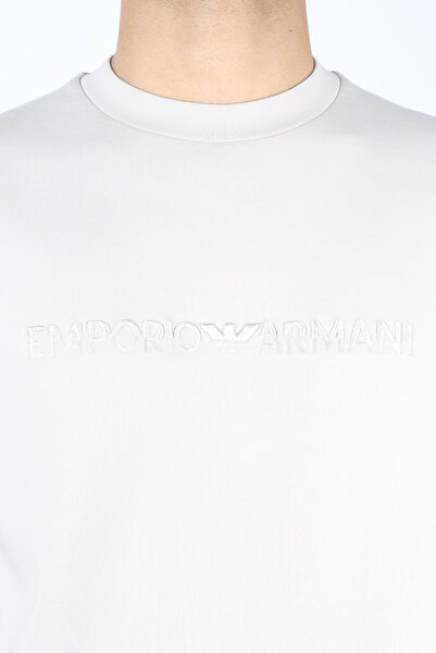 Emporio Armani Men's Woven Fabric Regular Fit Round Neck Long Sleeve Silver Sweatshirt Em 001126   Af10013-U1098