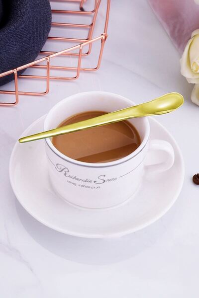 Chavin 6 Pieces Steel 12.5 cm Gold Color Teaspoon Mt162Sr-6