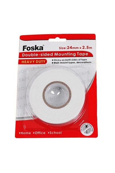 FOSKA Bandă adezivă dublu adezivă din spumă 24 mm x 2,5 m pentru montare la suprafață