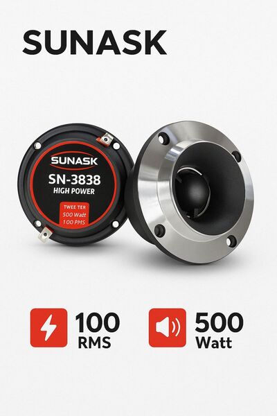 SUNASK N-3838 10 Cm 500 Watt 100 Rms Dome Twitter Twieeter 2 Adet ( 1. Sınıf Kalite) Kutu Içeriği 2 Adet