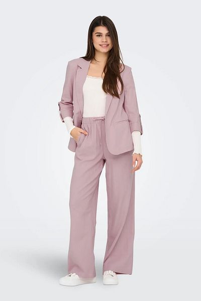 ONLY Women's Onlcaro Comfortable Form Linen Trousers 15291807   Powder
