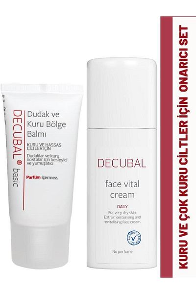 Decubal Repair Set for Dry and Very Dry Skin Lip Balm 30 ml and Extra Nourishing Cream 50 ml