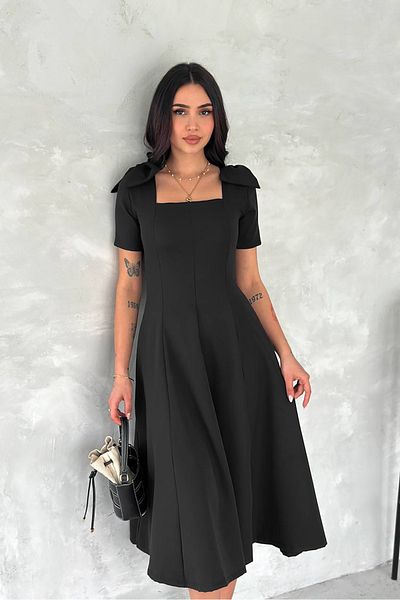 Neşeli Butik rochie midi de damă cu guler pătrat cu detaliu pe umeri NBK4172