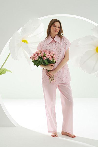 NBB Pink Front Buttoned Floral Patterned Pajama Set