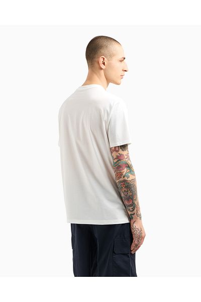 Armani Exchange Men's Kisa Sleeve Bicycle T-Shirt Armani Large Letter Cotton White Xm 000326   Af10364-U0009