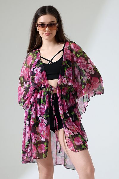 Esberin Front Lace Patterned Tulle Pareo