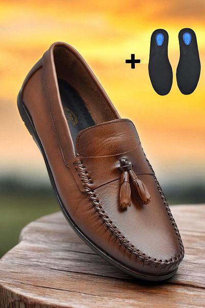 ISPARTALILAR Flexible Comfortable Literature Leather Men's Shoes Navy Blue Casual Tımbirlent
