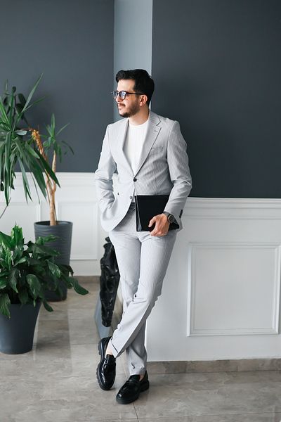 Avni Ceylan Seersucker Italian Style Suit Special Edition Gray