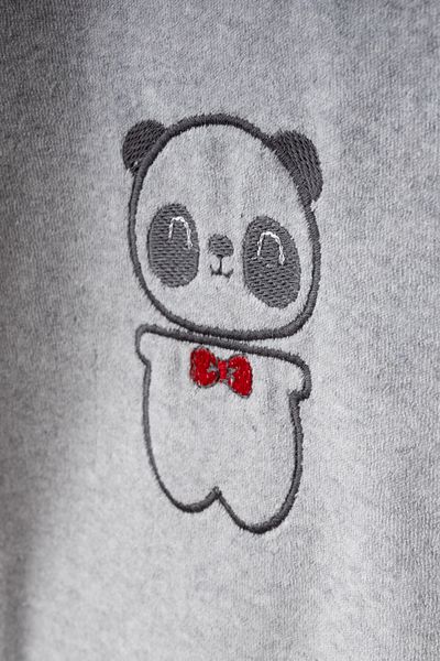 Bebitof Cute Bow Tie Panda Patterned Cotton Baby Velvet Jumpsuit