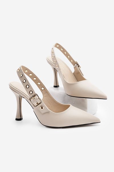 Marjin Ragon Ecru Damen-Stiletto-Schuhe mit Trock- und Schalabsatz