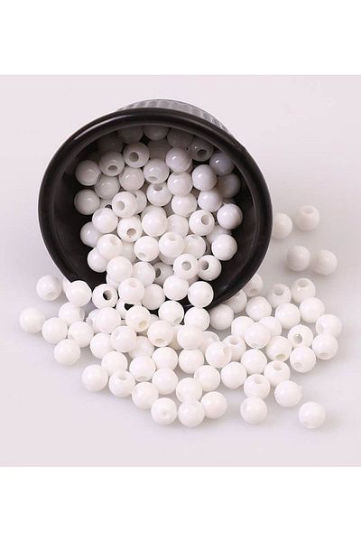 yiğit aksesuar 8 mm 100 Pcs Acrylic White Jewelry & Ornament Bead Jewelry Making Supplies