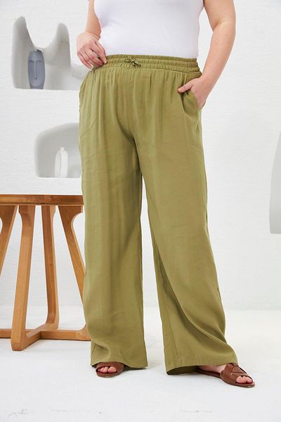 RMG Elastic Waist Leg - Wide Leg Plus Size Trousers