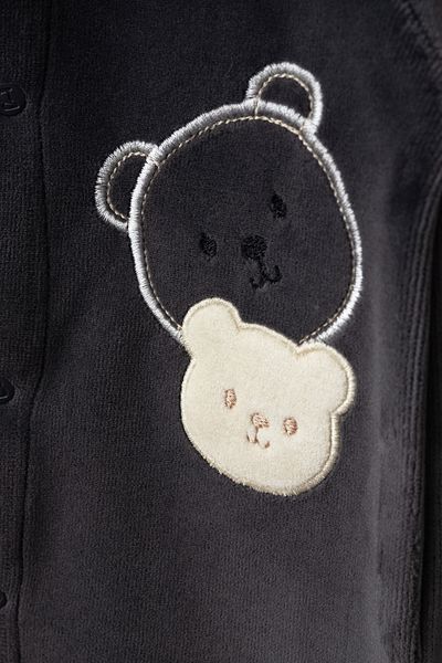 Bebitof Cute Brother Bears Patterned Cotton Baby Velvet Jumpsuit