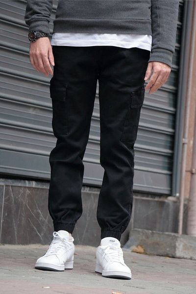 Osyday Black Oversize Plus Size Clothing: Jeans Waist Leg, Elastic Flexible Lycra Cargo Jogger