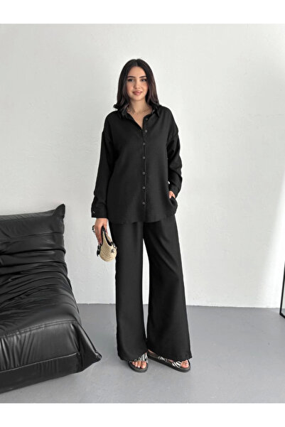 AKNButik Set cămașă și pantaloni negri