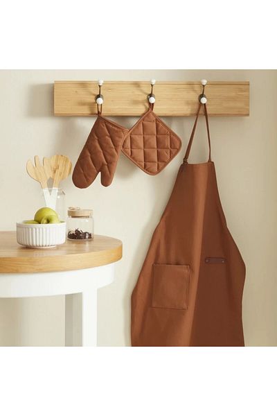 Karaca Home Lisa Gabardin Kitchen Apron - Terracotta