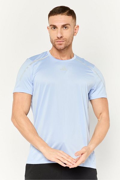 adidas Men Sportswear Fit Brand Logo Short Sleeves Running T-Shirt, Lilac