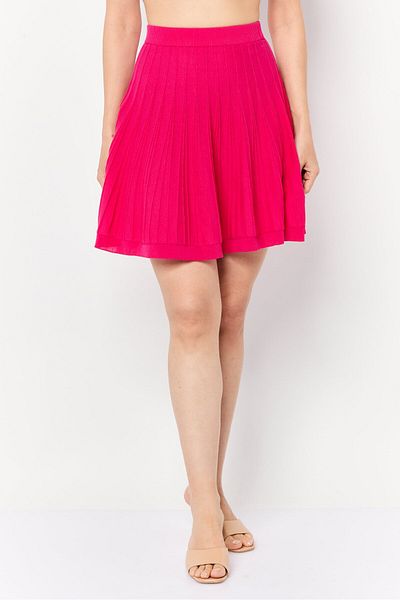 Esprit Women Seamless Pleated A-line Mini Skirt, Dark Pink
