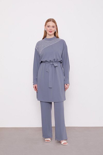Levidor Costum cu fustă din piatră antracit