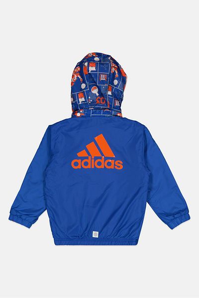 adidas Kids Boy Sportswear Fit Brand Logo Outdoor Jacket, Blue