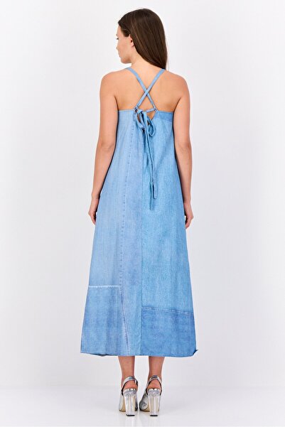 Esprit Women Solid Midi Dress, Blue